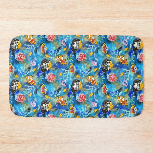 Item preview, Colorful Tropical Aquarium Fish Gouache Pattern designed and sold by Zen & Oatmeal by Carmen Ray Anderson.