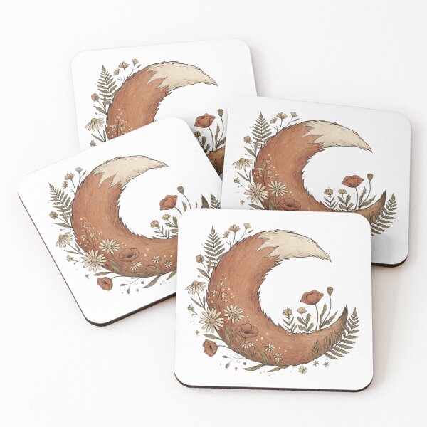 Item preview, Boho Fox Crescent Moon Floral Illustration designed and sold by Ortsas.