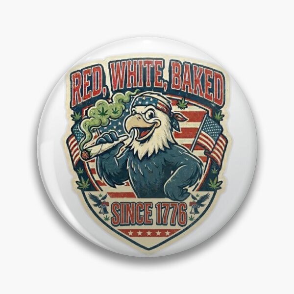 Item preview, Red White and Baked Eagle Sticker - Funny 4th of July Stoner Patriotic Decal designed and sold by MerchlyMike.
