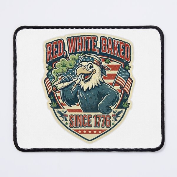 Item preview, Red White and Baked Eagle Sticker - Funny 4th of July Stoner Patriotic Decal designed and sold by MerchlyMike.
