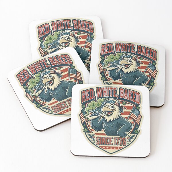 Item preview, Red White and Baked Eagle Sticker - Funny 4th of July Stoner Patriotic Decal designed and sold by MerchlyMike.
