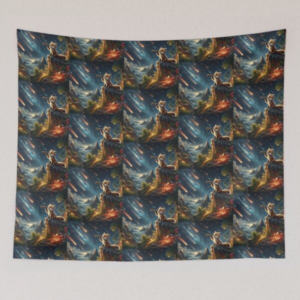 Item preview, Stargazing Fox – Cosmic Meteor Night Design designed and sold by Dogandesighn.