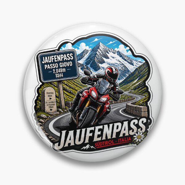 Item preview, Jaufenpass Passo di Monte Giovo Italy Motorcycle Sticker T-Shirt 05 designed and sold by OuterShellUK.