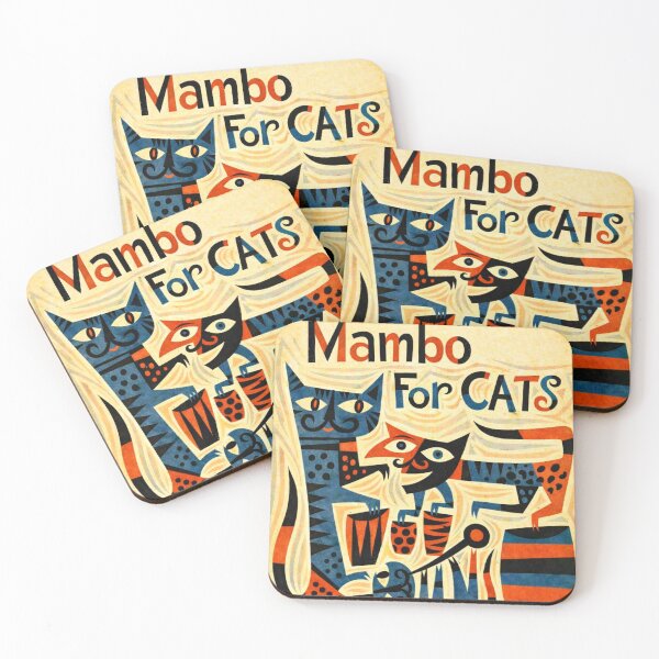Item preview, Vintage Mambo for Cats Record Cover with Dancing Cats designed and sold by Analog Aura .