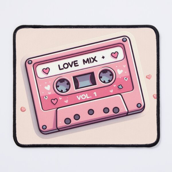 Item preview, Pink cassette tape illustration, love-themed retro design, valentine mixtape art designed and sold by NerdiPop.