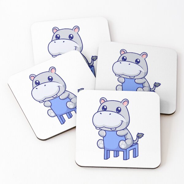 Item preview, Cute Baby Hippo Sitting on a Blue Chair Cartoon designed and sold by Ayaka Ayaka.