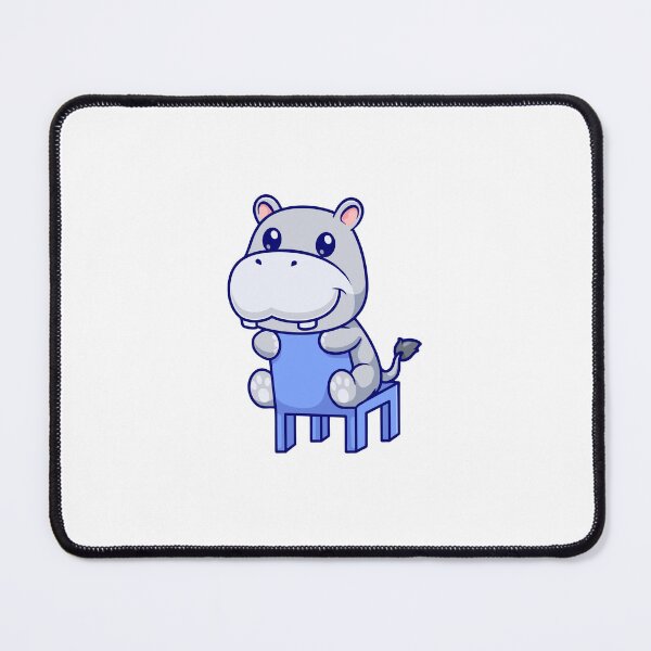 Item preview, Cute Baby Hippo Sitting on a Blue Chair Cartoon designed and sold by Ayaka Ayaka.