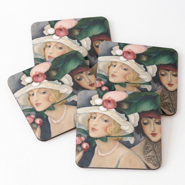 Item preview, Two Cocottes with Hats by Gerda Wegener - Art Deco Portrait Painting Elegant Women Illustration for Vintage Fashion Lovers designed and sold by RickE.