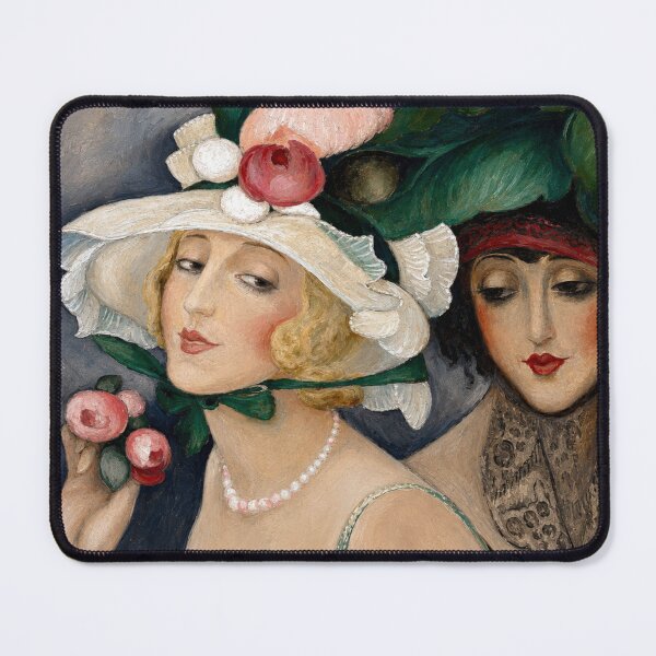 Item preview, Two Cocottes with Hats by Gerda Wegener - Art Deco Portrait Painting Elegant Women Illustration for Vintage Fashion Lovers designed and sold by RickE.