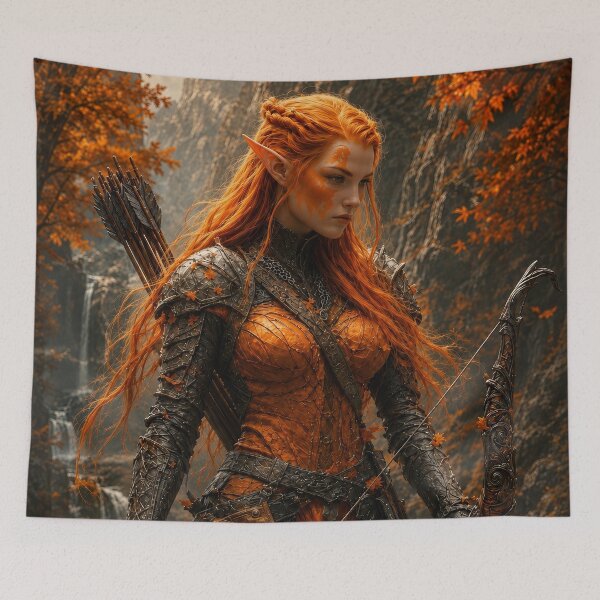 Item preview, Autumn Elf Archer Warrior | Epic Fantasy Forest Art designed and sold by DrakariArt.