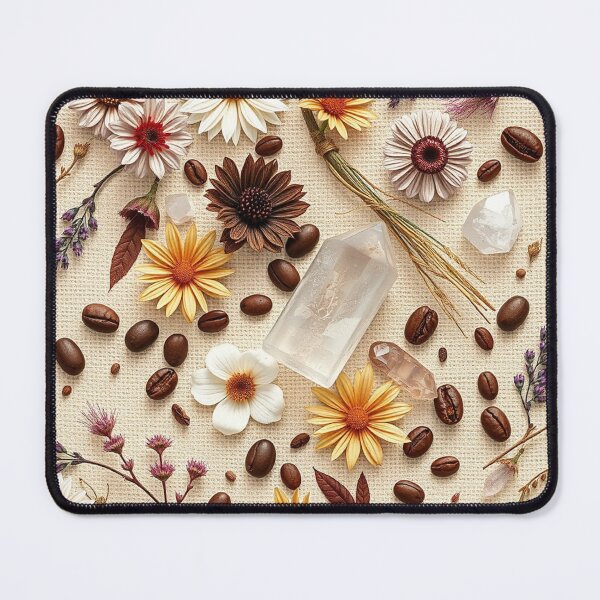 Item preview, Relaxing Floral and Coffee Bean Pattern with Lavender and Spa Elements designed and sold by IntelliMindDesigns.