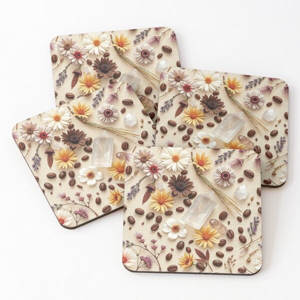 Item preview, Relaxing Floral and Coffee Bean Pattern with Lavender and Spa Elements designed and sold by IntelliMindDesigns.
