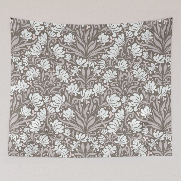 Item preview, Vintage Symmetrical White Lilies Damask Pattern designed and sold by AneissPiaf.