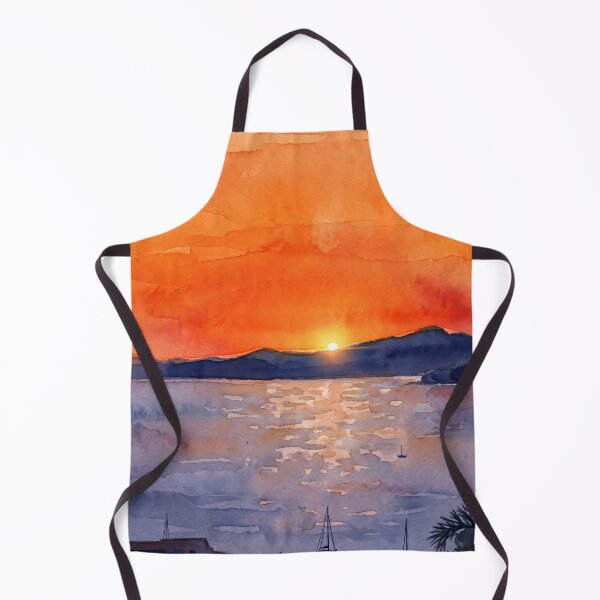 Item preview, Sunset over the Hyères Rade — Digital Watercolor Fine Art from Real Photography designed and sold by M.ALK.Watercolor.