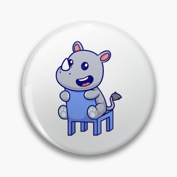 Item preview, Cute Baby Rhino Sitting on a Blue Chair Cartoon designed and sold by Ayaka Ayaka.