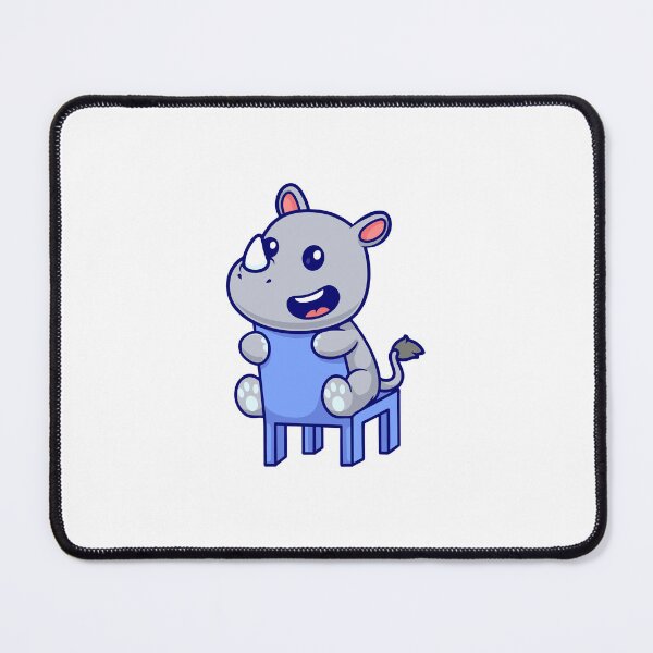 Item preview, Cute Baby Rhino Sitting on a Blue Chair Cartoon designed and sold by Ayaka Ayaka.