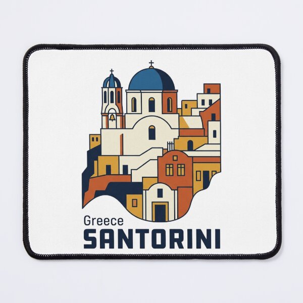 Item preview, Santorini Blue Dome Bold Retro Graphic Travel Art designed and sold by Inkworksbyshery.