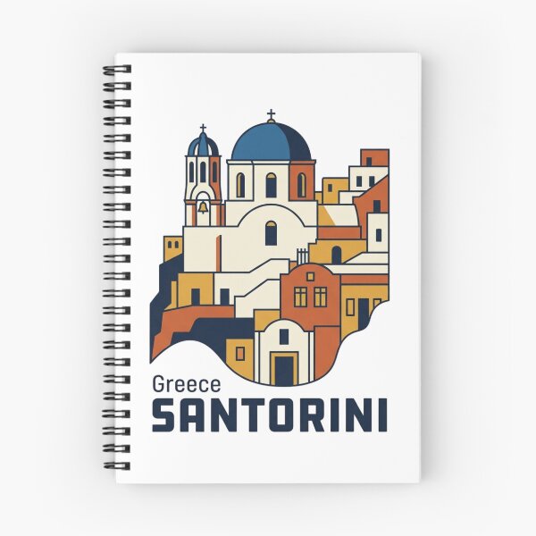 Item preview, Santorini Blue Dome Bold Retro Graphic Travel Art designed and sold by Inkworksbyshery.