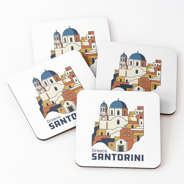 Item preview, Santorini Blue Dome Bold Retro Graphic Travel Art designed and sold by Inkworksbyshery.