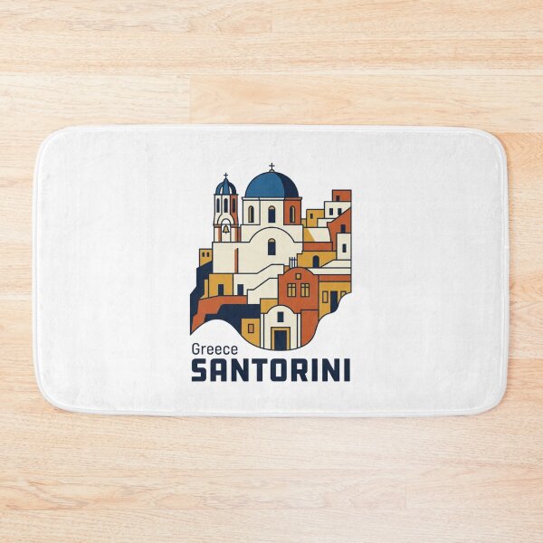 Item preview, Santorini Blue Dome Bold Retro Graphic Travel Art designed and sold by Inkworksbyshery.