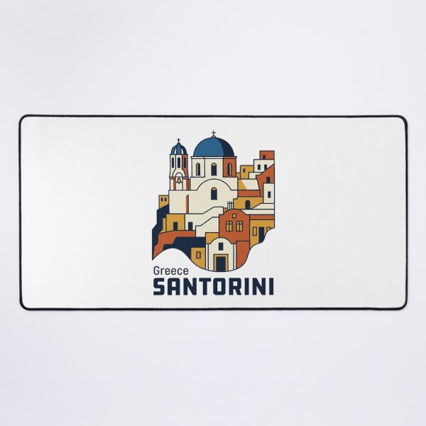 Item preview, Santorini Blue Dome Bold Retro Graphic Travel Art designed and sold by Inkworksbyshery.