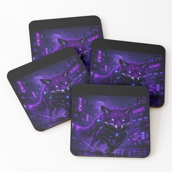 Item preview, Neon Cyber Fox Purple – Neo Tokyo Violet Runner designed and sold by Neo Tokio.
