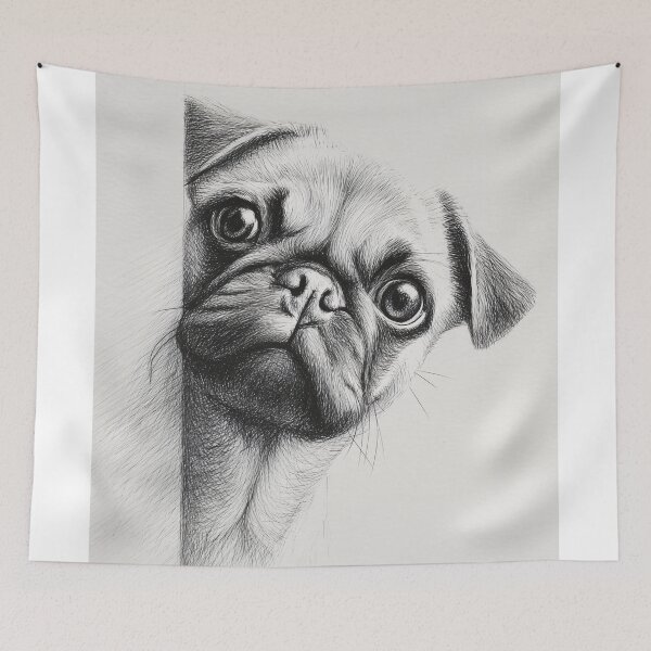 Item preview, Curious Peeking pug dog poster designed and sold by lautir.