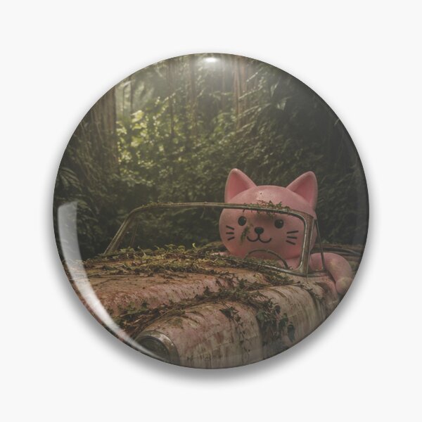 Item preview, Pink cat drives vintage car through the jungle designed and sold by Mauswohn.