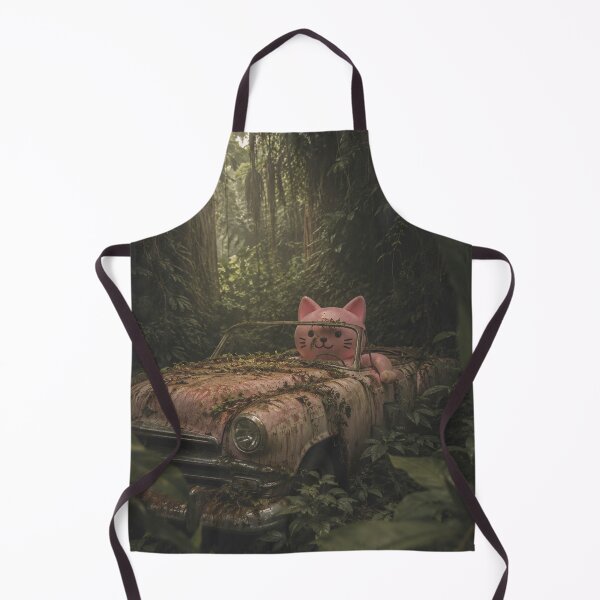 Item preview, Pink cat drives vintage car through the jungle designed and sold by Mauswohn.
