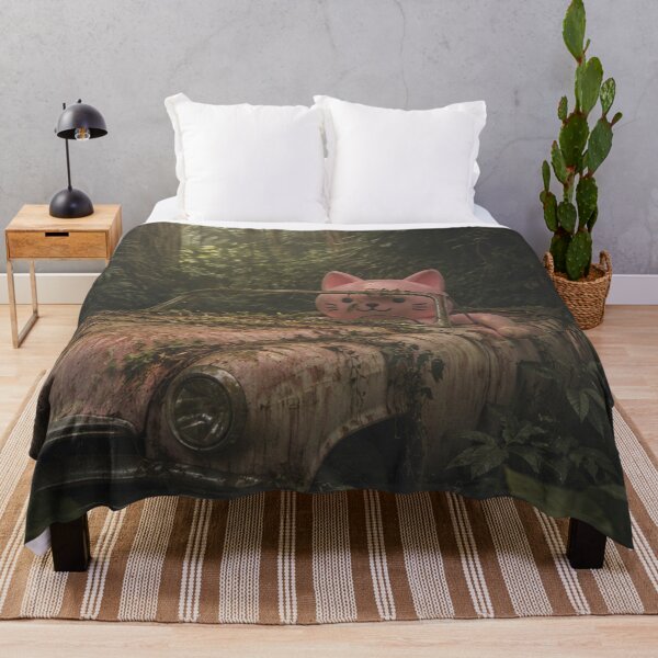 Item preview, Pink cat drives vintage car through the jungle designed and sold by Mauswohn.