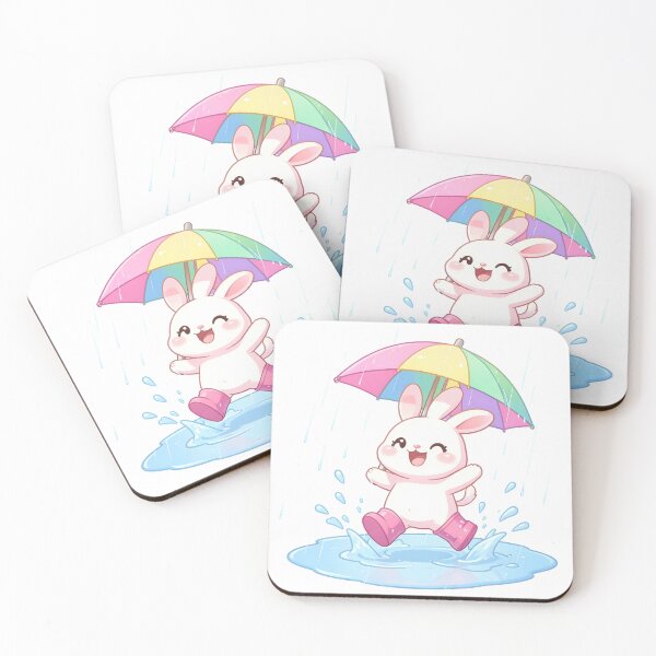 Item preview, Kawaii Bunny Jumping in Rain designed and sold by TH cartoon world.