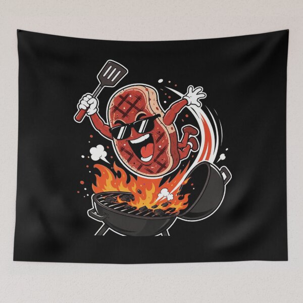 Item preview, Steak Dive Funny Flying Steak BBQ Grilling Cartoon Humor Art designed and sold by clothesy7.