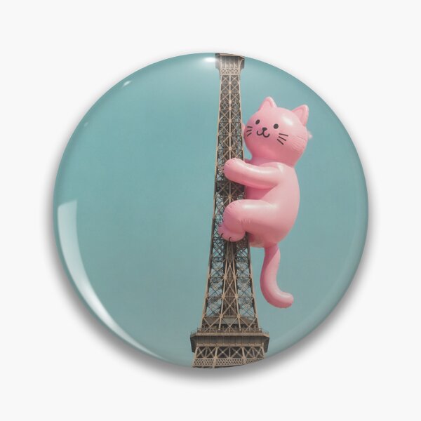 Item preview, Pink cat climbs the Eiffel Tower, Paris designed and sold by Mauswohn.