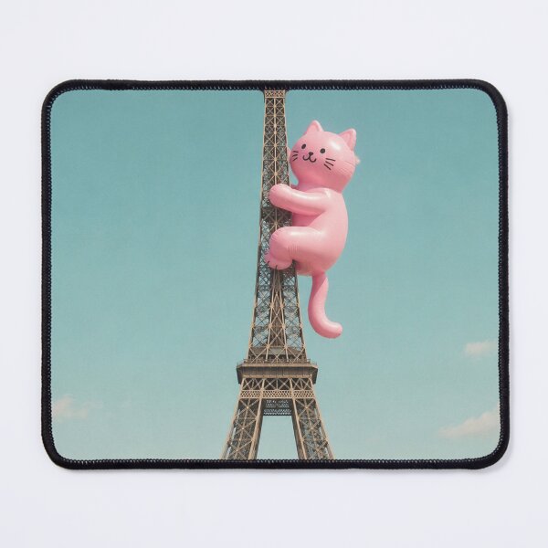 Item preview, Pink cat climbs the Eiffel Tower, Paris designed and sold by Mauswohn.