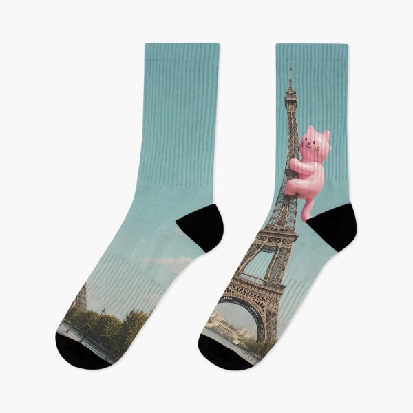 Item preview, Pink cat climbs the Eiffel Tower, Paris designed and sold by Mauswohn.