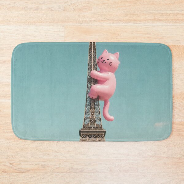 Item preview, Pink cat climbs the Eiffel Tower, Paris designed and sold by Mauswohn.