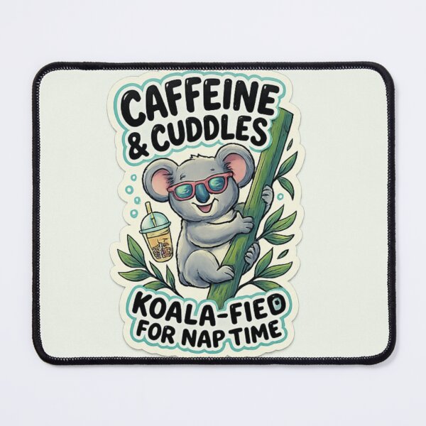 Item preview, Caffeine & Cuddles Koala Sticker PNG | Cute Koala Coffee Lover Transparent Design designed and sold by arifali786.