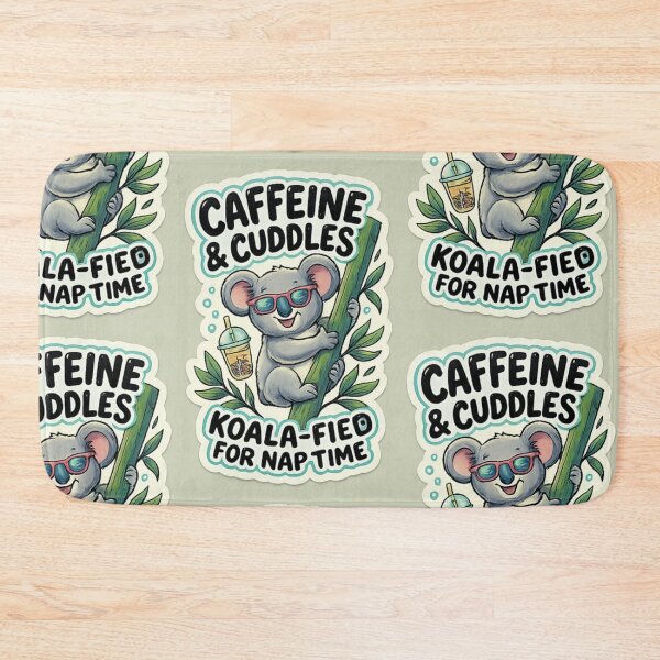 Item preview, Caffeine & Cuddles Koala Sticker PNG | Cute Koala Coffee Lover Transparent Design designed and sold by arifali786.