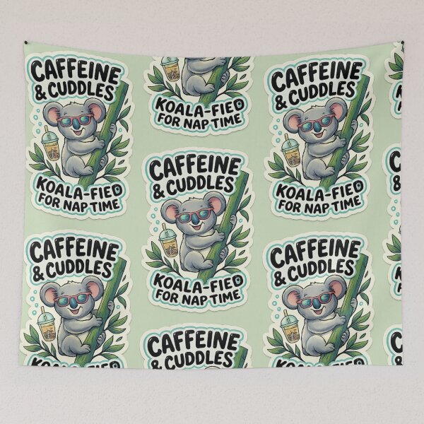 Item preview, Caffeine & Cuddles Koala Sticker PNG | Cute Koala Coffee Lover Transparent Design designed and sold by arifali786.