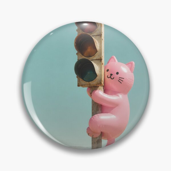 Item preview, Pink cat climbs onto traffic light in desert designed and sold by Mauswohn.
