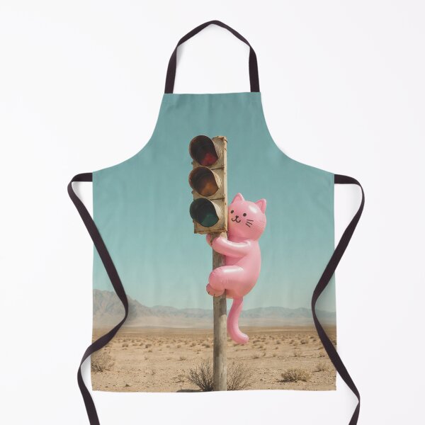 Item preview, Pink cat climbs onto traffic light in desert designed and sold by Mauswohn.