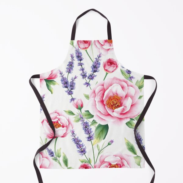 Item preview, Watercolor Peony and Lavender Botanical Pattern on White - Soft Floral Seamless Design designed and sold by IntelliMindDesigns.