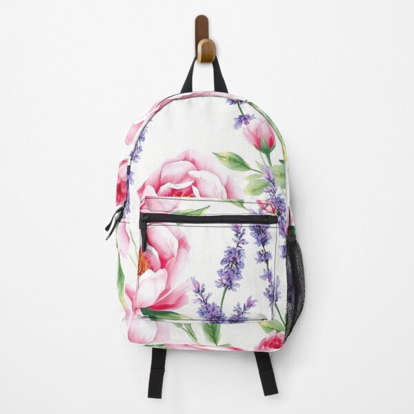 Item preview, Watercolor Peony and Lavender Botanical Pattern on White - Soft Floral Seamless Design designed and sold by IntelliMindDesigns.