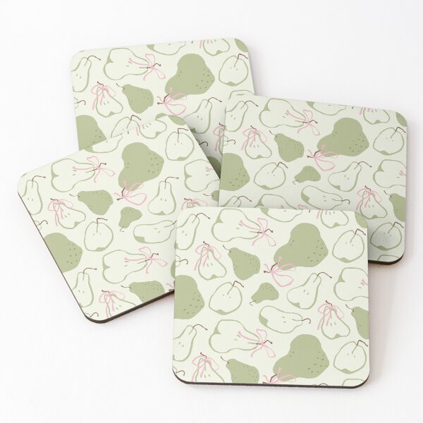 Item preview, Sage Green Pears and Pink Bows Coquette Pattern designed and sold by Jennifer Creations.