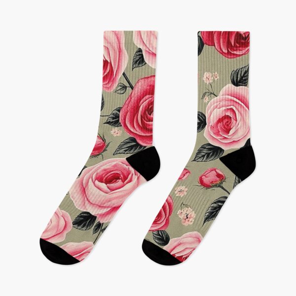 Item preview, Dense Rose Floral Pattern on Warm Beige - Small Pink and Red Roses with Leaves designed and sold by IntelliMindDesigns.
