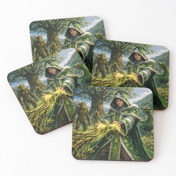 Item preview, Nature Mage Summoning Forest Magic | Epic Fantasy Wizard Art designed and sold by DrakariArt.