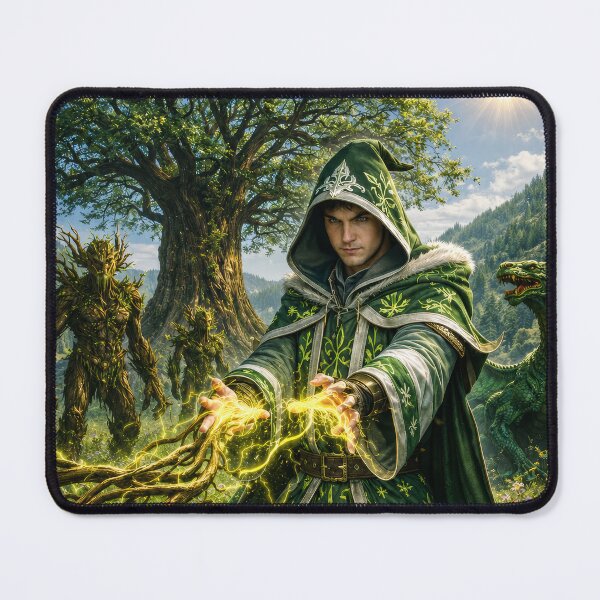 Item preview, Nature Mage Summoning Forest Magic | Epic Fantasy Wizard Art designed and sold by DrakariArt.