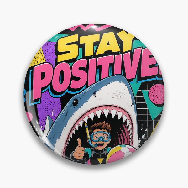 Item preview, Stay Positive Funny Shark Diver 90s designed and sold by graphixpolash.