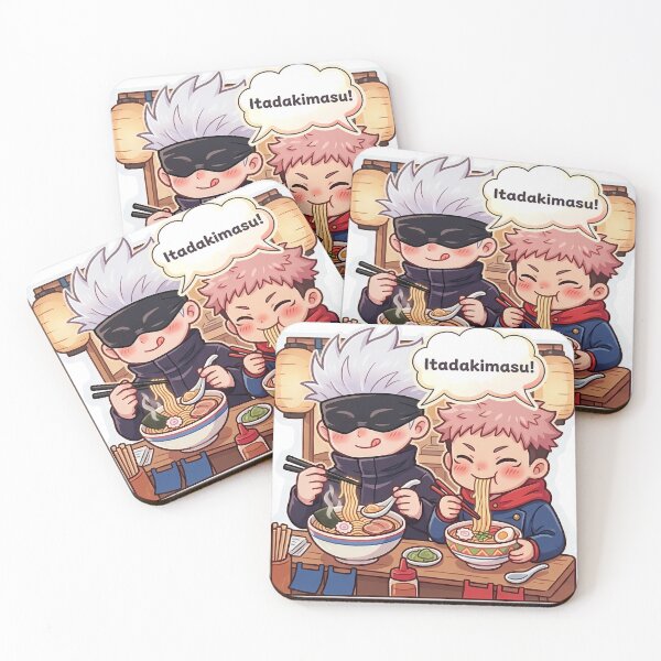 Item preview, Cute Chibi Gojo and Yuji Eating Ramen - Jujutsu Anime Sticker designed and sold by CrowStormCreative.