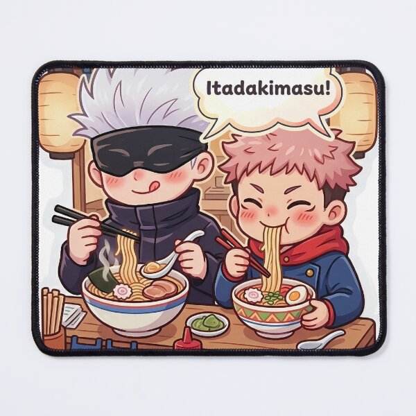 Item preview, Cute Chibi Gojo and Yuji Eating Ramen - Jujutsu Anime Sticker designed and sold by CrowStormCreative.